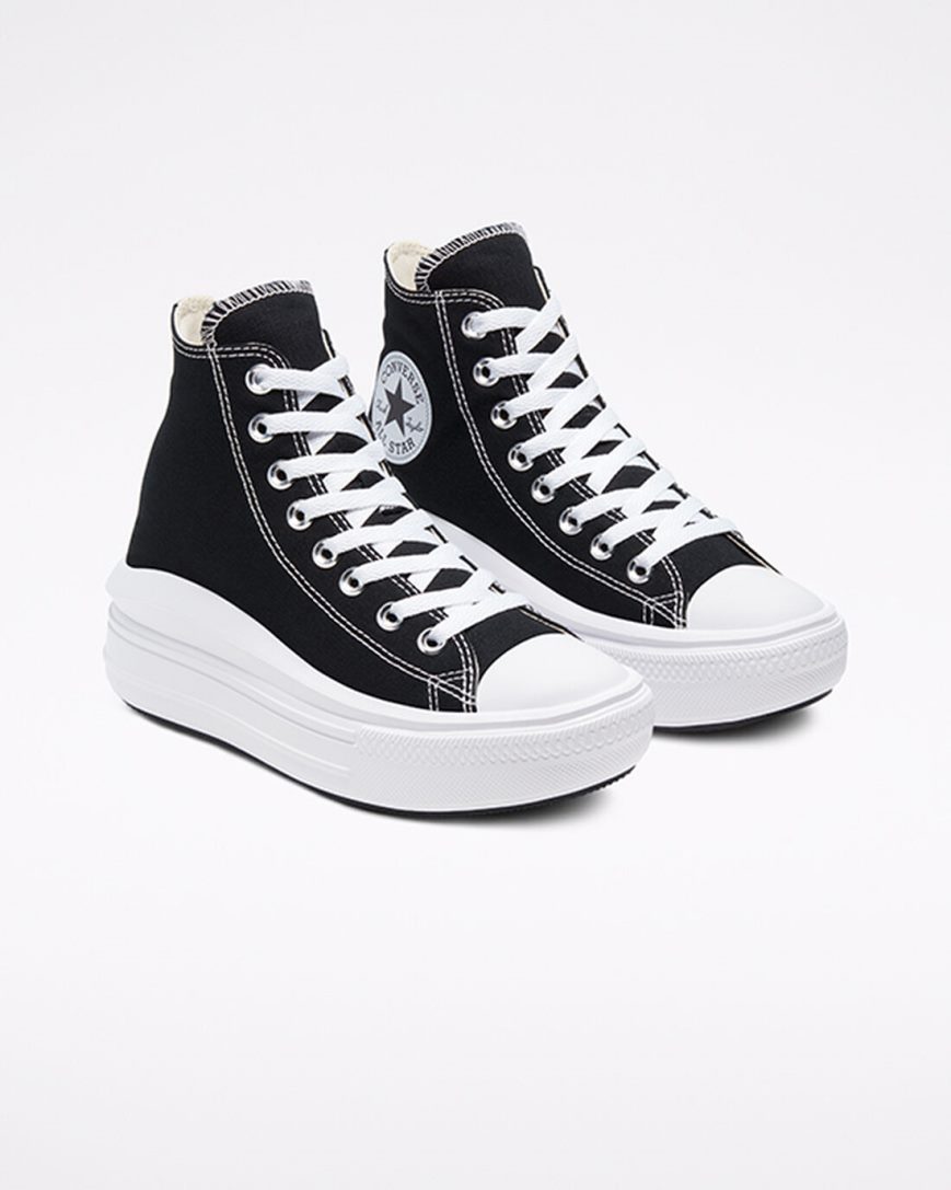 Topanky Na Platforme Converse Chuck Taylor All Star Move Vysoke Damske Čierne Béžové Biele | SK DJHPE5